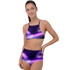 Illustration Scene Blue High Waist Tankini Set by Dutashop