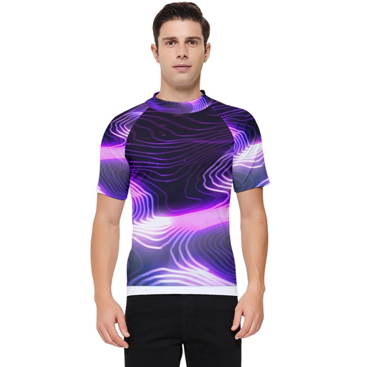 Illustration Scene Blue Men s Short Sleeve Rash Guard