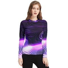 Illustration Scene Blue Women s Long Sleeve Rash Guard by Dutashop