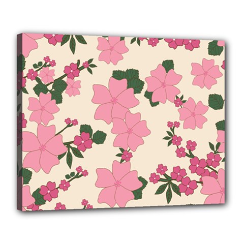 Floral Vintage Flowers Canvas 20  X 16  (stretched) by Dutashop