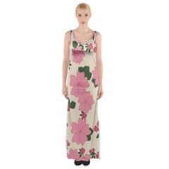 Floral Vintage Flowers Thigh Split Maxi Dress by Dutashop