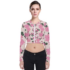 Floral Vintage Flowers Long Sleeve Zip Up Bomber Jacket