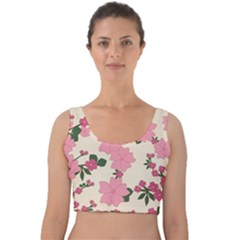 Floral Vintage Flowers Velvet Crop Top