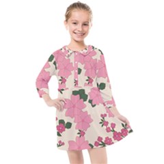 Floral Vintage Flowers Kids  Quarter Sleeve Shirt Dress