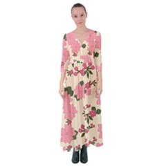 Floral Vintage Flowers Button Up Maxi Dress