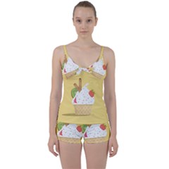 Ice Cream Dessert Summer Tie Front Two Piece Tankini by Dutashop