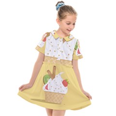 Ice Cream Dessert Summer Kids  Short Sleeve Shirt Dress by Dutashop