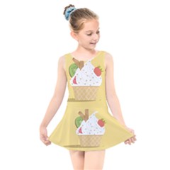 Ice Cream Dessert Summer Kids  Skater Dress Swimsuit by Dutashop