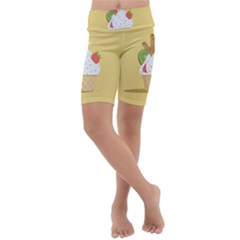 Ice Cream Dessert Summer Kids  Lightweight Velour Cropped Yoga Leggings by Dutashop