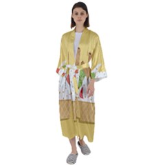 Ice Cream Dessert Summer Maxi Satin Kimono by Dutashop