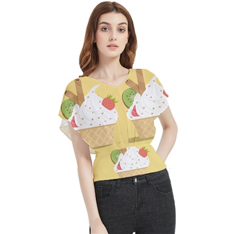 Ice Cream Dessert Summer Butterfly Chiffon Blouse by Dutashop