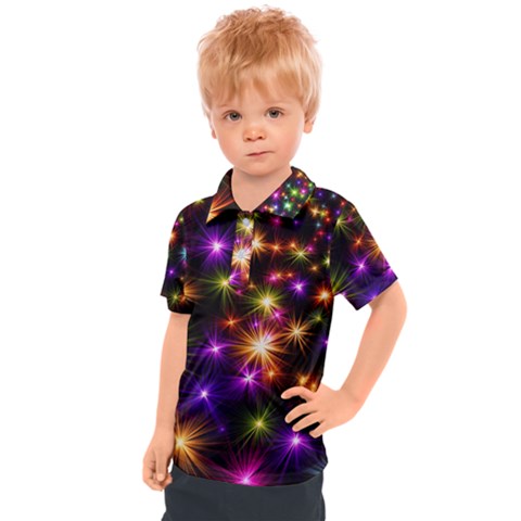 Star Colorful Christmas Abstract Kids  Polo Tee by Dutashop