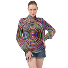 Vectors Background High Neck Long Sleeve Chiffon Top by Dutashop