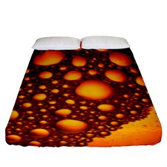 Bubbles Abstract Art Gold Golden Fitted Sheet (king Size) by Dutashop