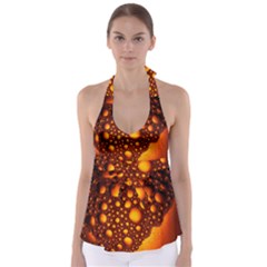 Bubbles Abstract Art Gold Golden Babydoll Tankini Top by Dutashop