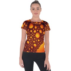 Bubbles Abstract Art Gold Golden Short Sleeve Sports Top 