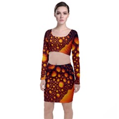 Bubbles Abstract Art Gold Golden Top And Skirt Sets