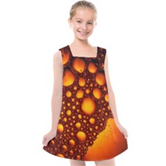 Bubbles Abstract Art Gold Golden Kids  Cross Back Dress by Dutashop