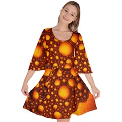 Bubbles Abstract Art Gold Golden Velour Kimono Dress