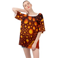 Bubbles Abstract Art Gold Golden Oversized Chiffon Top by Dutashop