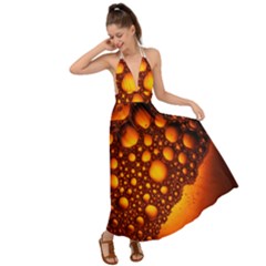 Bubbles Abstract Art Gold Golden Backless Maxi Beach Dress by Dutashop