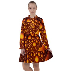 Bubbles Abstract Art Gold Golden All Frills Chiffon Dress by Dutashop