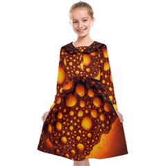 Bubbles Abstract Art Gold Golden Kids  Midi Sailor Dress by Dutashop