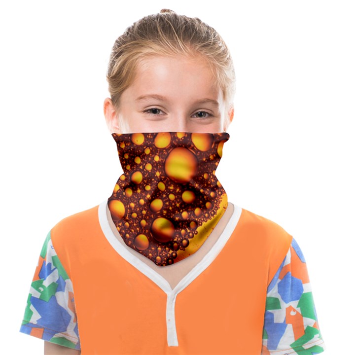 Bubbles Abstract Art Gold Golden Face Covering Bandana (Kids)