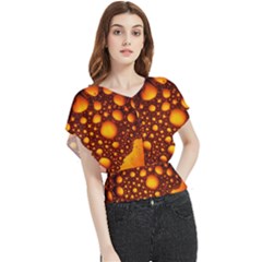 Bubbles Abstract Art Gold Golden Butterfly Chiffon Blouse