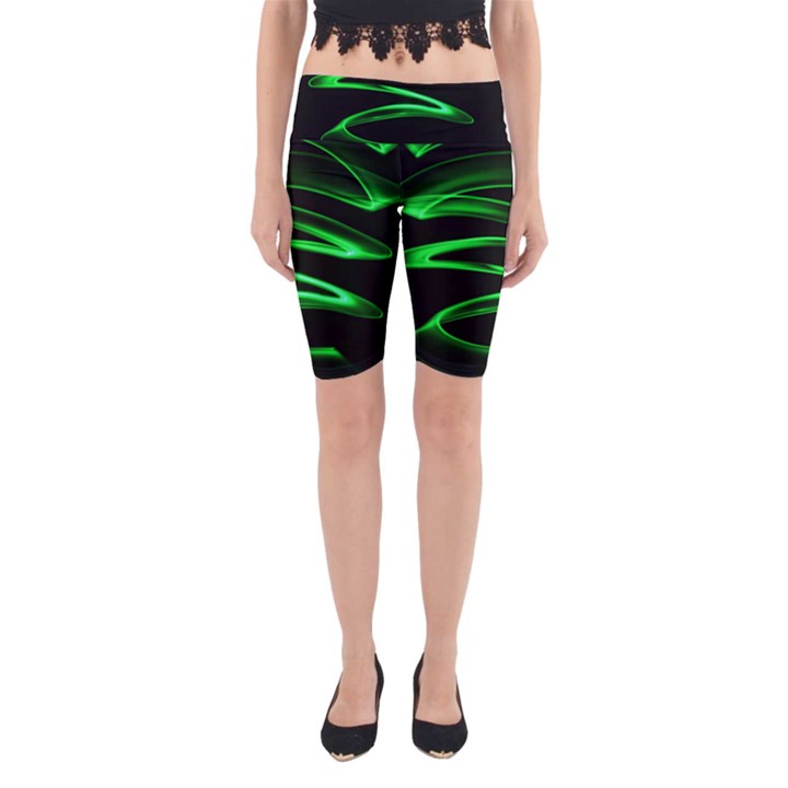 Green Light Painting Zig-zag Yoga Cropped Leggings