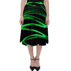 Green Light Painting Zig-zag Classic Midi Skirt