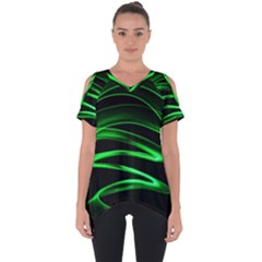 Green Light Painting Zig-zag Cut Out Side Drop Tee