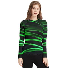 Green Light Painting Zig-zag Women s Long Sleeve Rash Guard by Dutashop