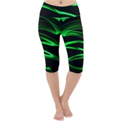 Green Light Painting Zig-zag Lightweight Velour Cropped Yoga Leggings