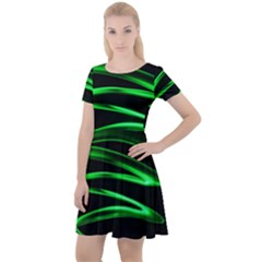 Green Light Painting Zig-zag Cap Sleeve Velour Dress  by Dutashop