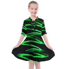 Green Light Painting Zig-zag Kids  All Frills Chiffon Dress