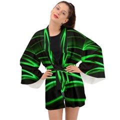 Green Light Painting Zig-zag Long Sleeve Kimono