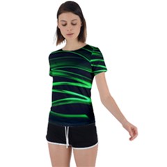 Green Light Painting Zig-zag Back Circle Cutout Sports Tee by Dutashop