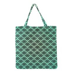 Pattern Texture Geometric Pattern Green Grocery Tote Bag by Dutashop