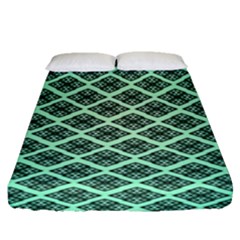 Pattern Texture Geometric Pattern Green Fitted Sheet (queen Size) by Dutashop