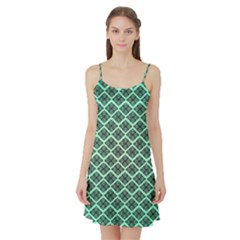 Pattern Texture Geometric Pattern Green Satin Night Slip by Dutashop