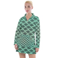 Pattern Texture Geometric Pattern Green Women s Long Sleeve Casual Dress