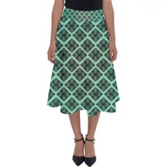 Pattern Texture Geometric Pattern Green Perfect Length Midi Skirt by Dutashop