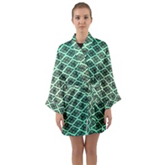 Pattern Texture Geometric Pattern Green Long Sleeve Satin Kimono by Dutashop