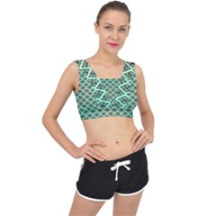 Pattern Texture Geometric Pattern Green V-back Sports Bra