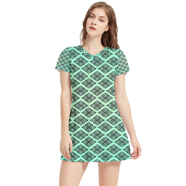 Pattern Texture Geometric Pattern Green Women s Sports Skirt