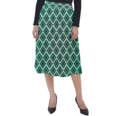 Pattern Texture Geometric Pattern Green Classic Velour Midi Skirt 