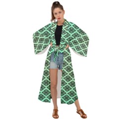 Pattern Texture Geometric Pattern Green Maxi Kimono