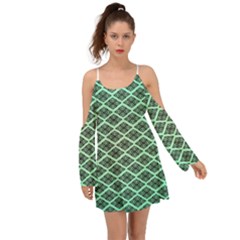 Pattern Texture Geometric Pattern Green Kimono Sleeves Boho Dress