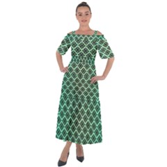 Pattern Texture Geometric Pattern Green Shoulder Straps Boho Maxi Dress  by Dutashop